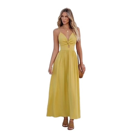 Cupshe Dresses & Skirts - Cupshe Women's Spaghetti Strap Knot Front Open Back Resort Rayon Maxi Dress XS